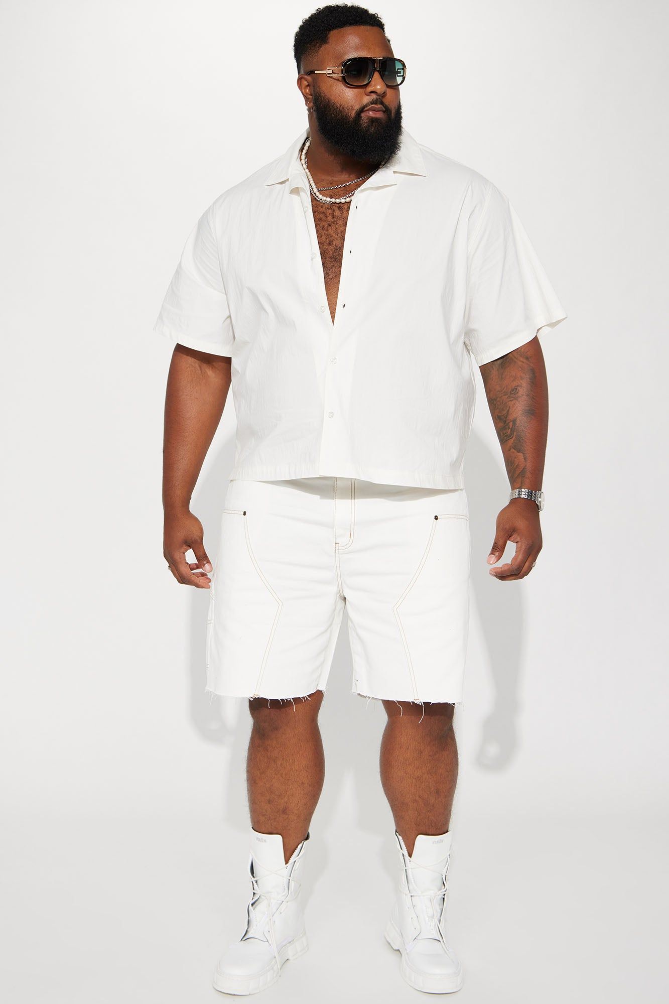 Contrast Stitched Denim Shorts - White sold by Fashion Nova product image thumbnail 7