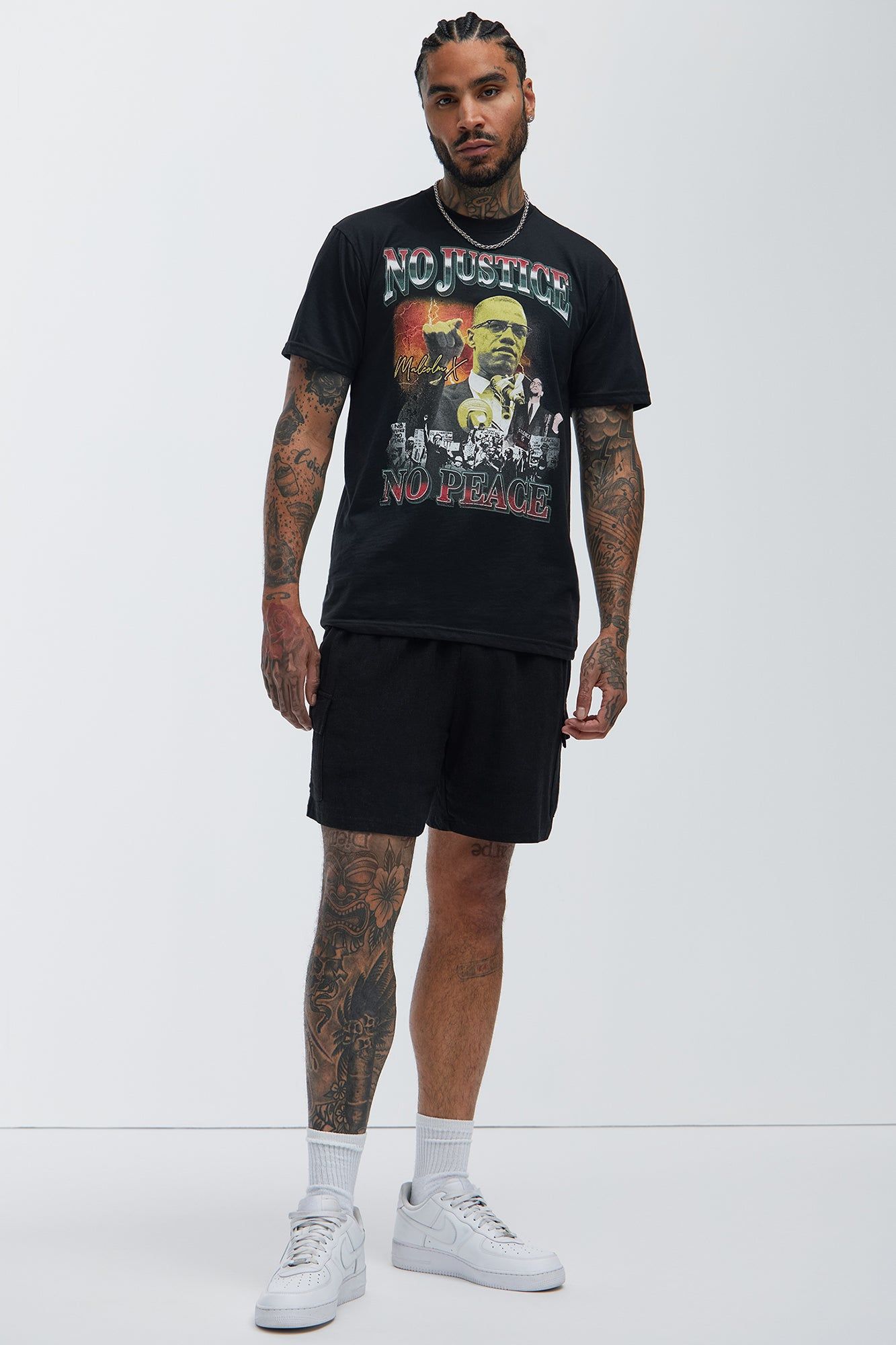 Malcom X No Peace Short Sleeve Tee - Black sold by Fashion Nova product image thumbnail 2