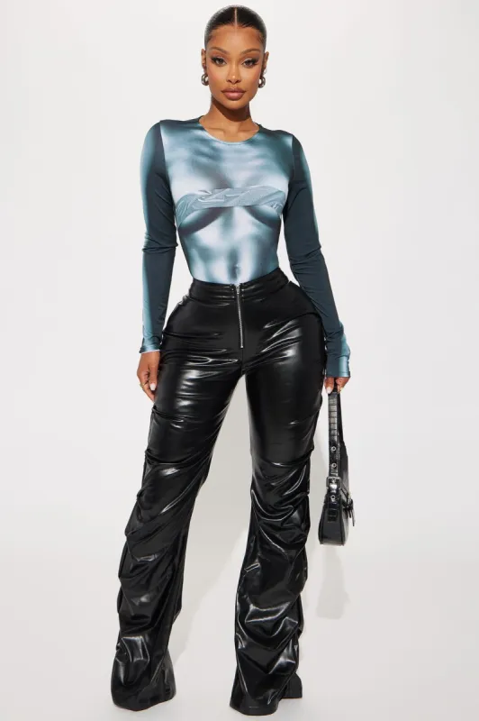 Make It Hot Faux Leather Stacked Pant - Black sold by Fashion Nova