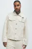 Benson Distressed Trucker Jacket - Cream sold by Fashion Nova