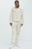 Benson Distressed Trucker Jacket - Cream sold by Fashion Nova