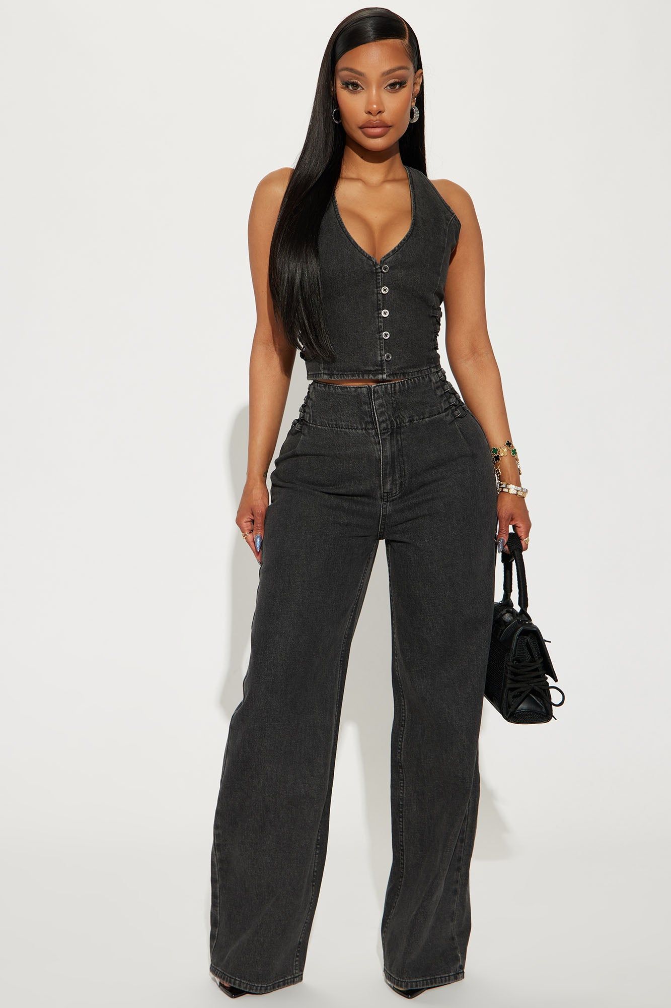 Daring Drop Waist Baggy Jeans - Black Wash sold by Fashion Nova