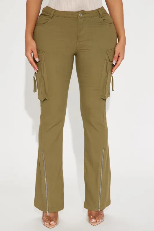 Make It Last Cargo Flare Pant - Olive sold by Fashion Nova