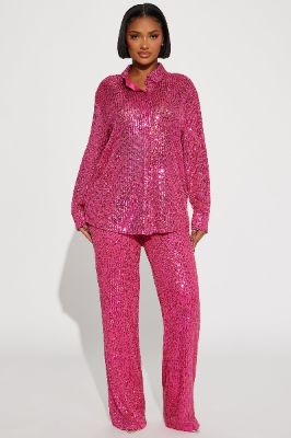 Sara Sequin Pant Set - Pink sold by Fashion Nova