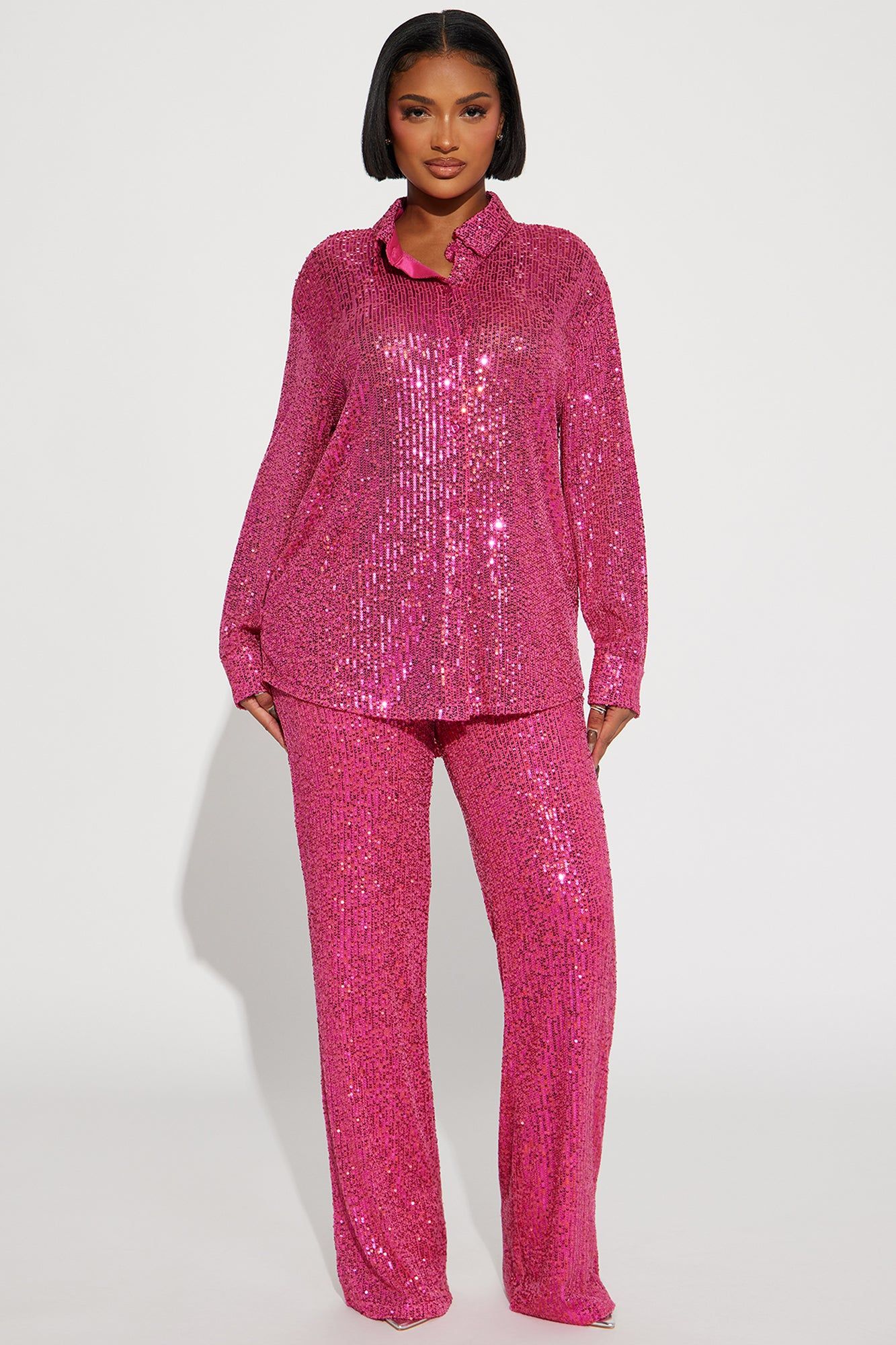 Sara Sequin Pant Set - Pink sold by Fashion Nova