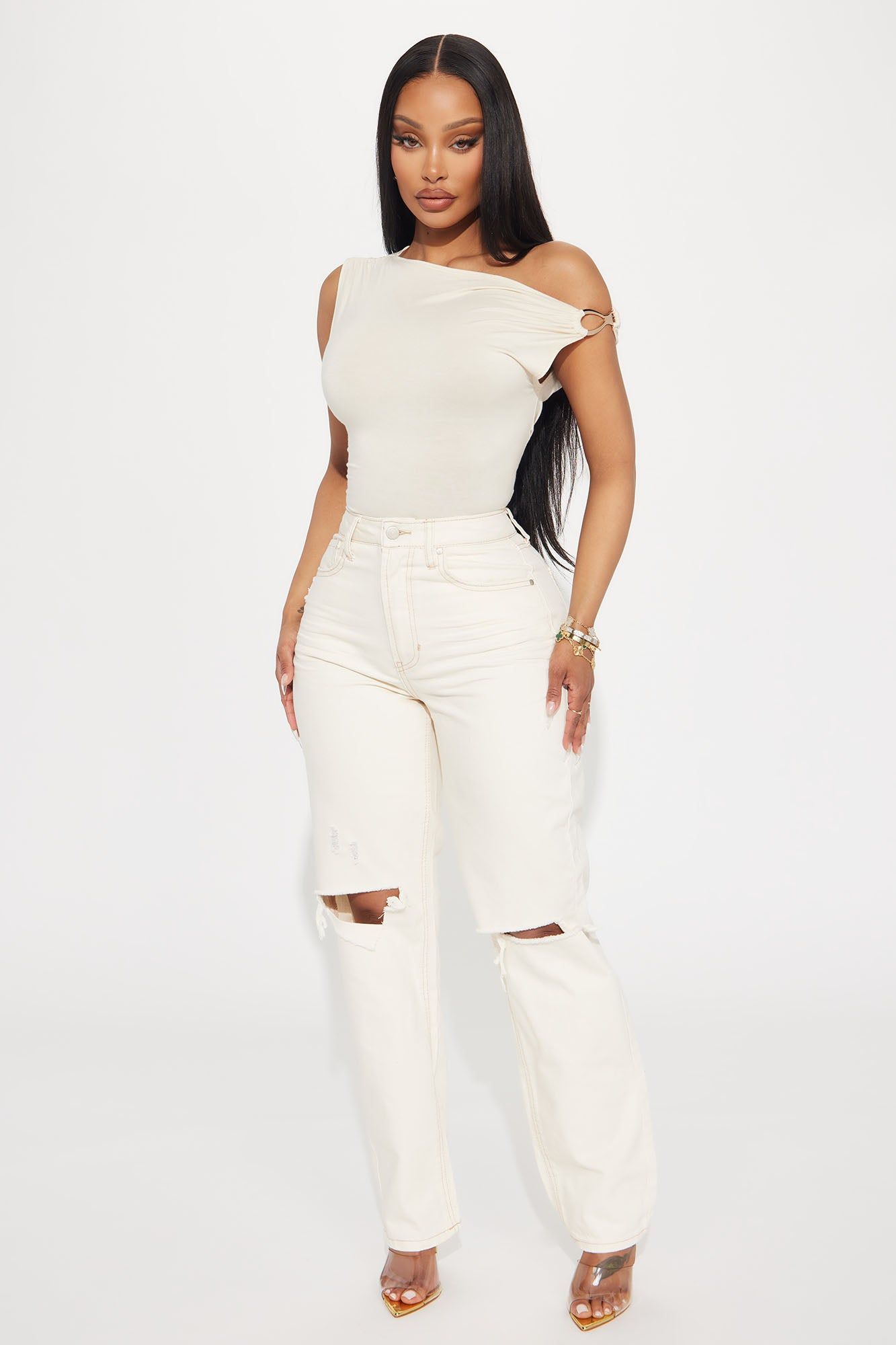 A Sure Thing One Shoulder Top - Cream sold by Fashion Nova product image thumbnail 2