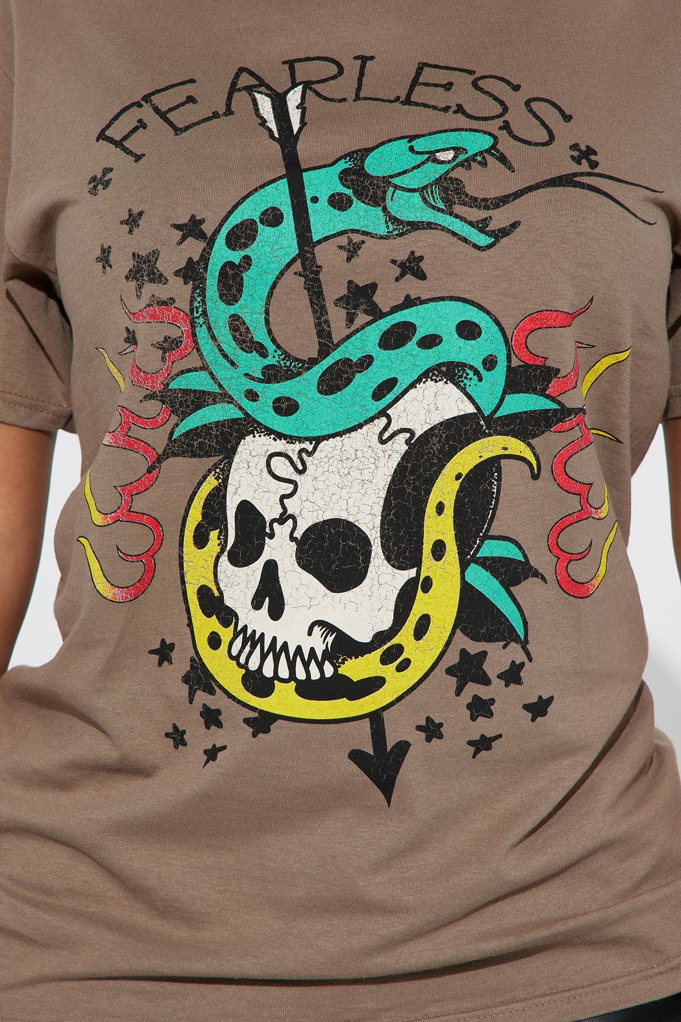 Fearless Skull Graphic Tshirt - Taupe sold by Fashion Nova product image thumbnail 3