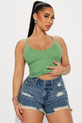 Emma Ribbed Tank - Sage Green sold by Fashion Nova