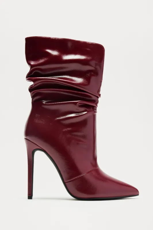 Skye Slouchy Booties - Burgundy sold by Fashion Nova