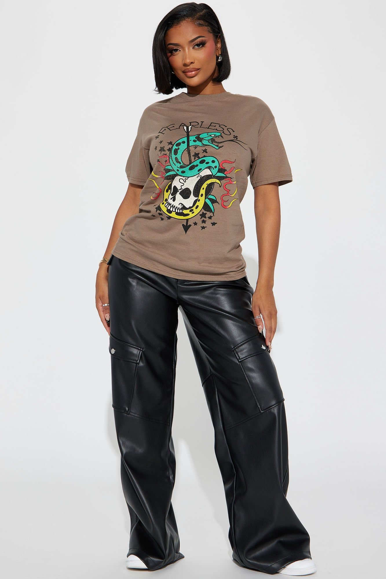 Fearless Skull Graphic Tshirt - Taupe sold by Fashion Nova product image thumbnail 2