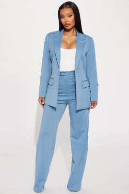 Dayna Blazer Pant Set - Slate Blue sold by Fashion Nova