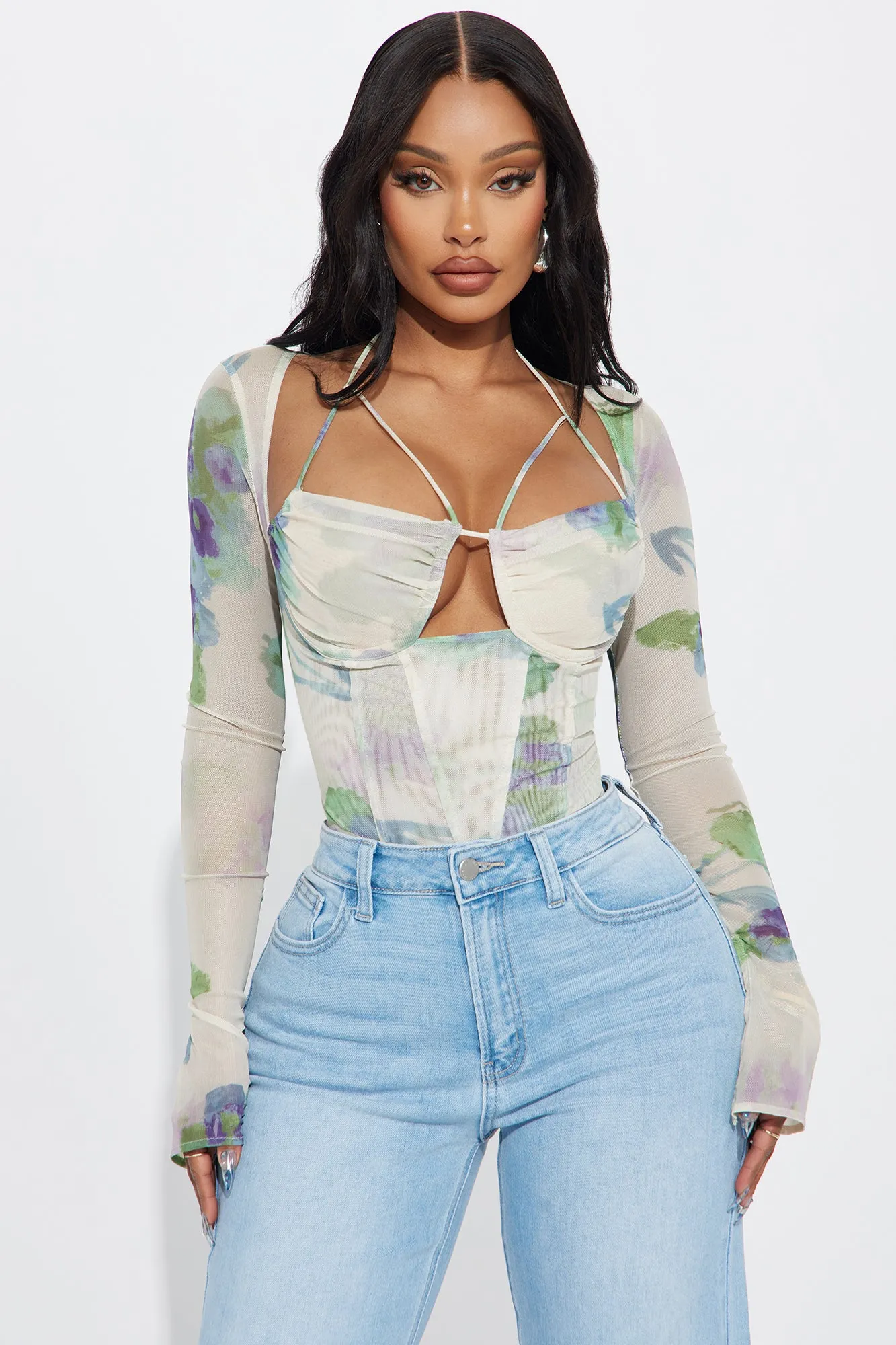 Feels Like Heaven Bodysuit - Natural/Combo sold by Fashion Nova product image thumbnail 3