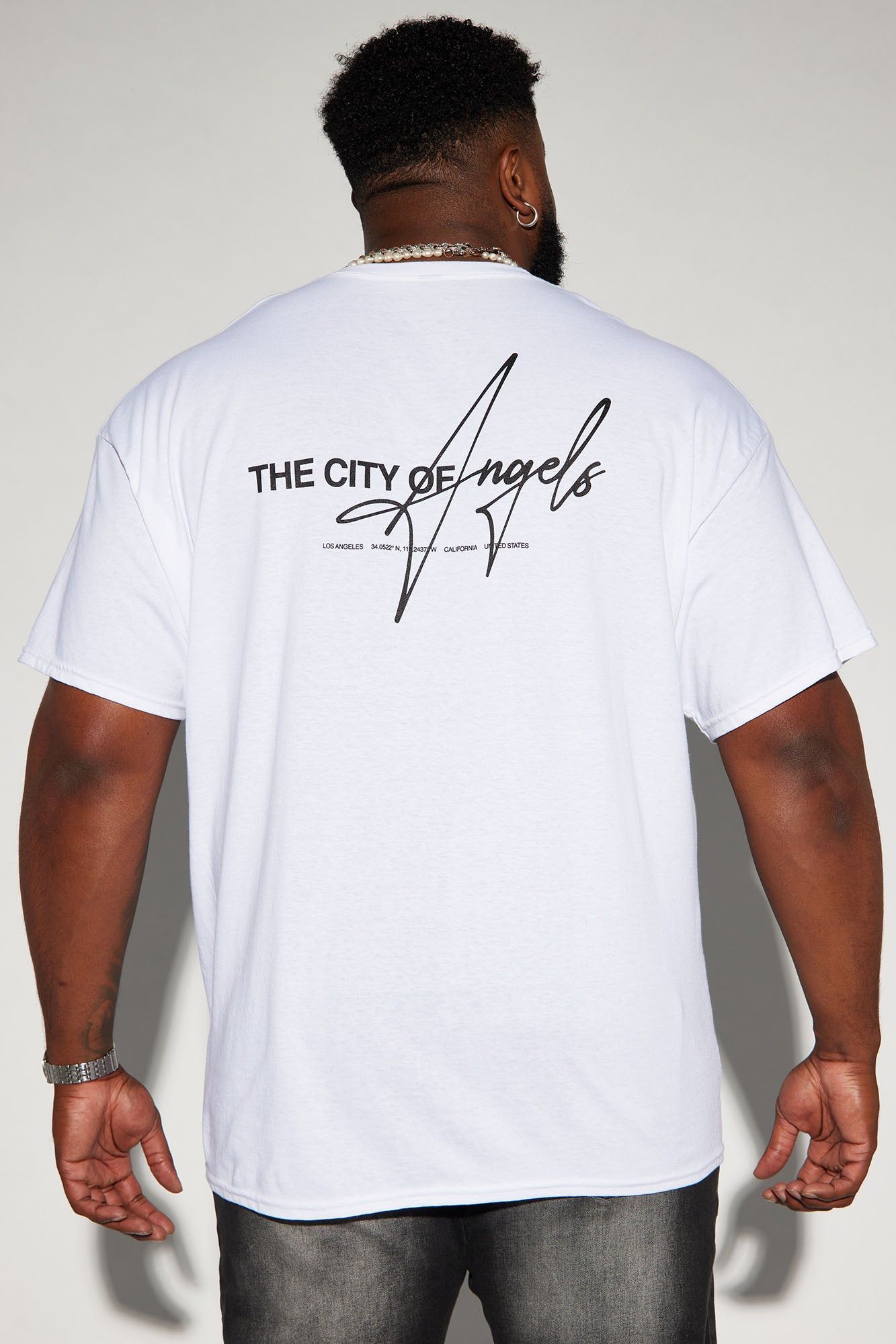 LA Signature Short Sleeve Tee - White sold by Fashion Nova