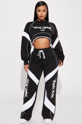 New York Baddie Wide Leg Pant - Black/White sold by Fashion Nova