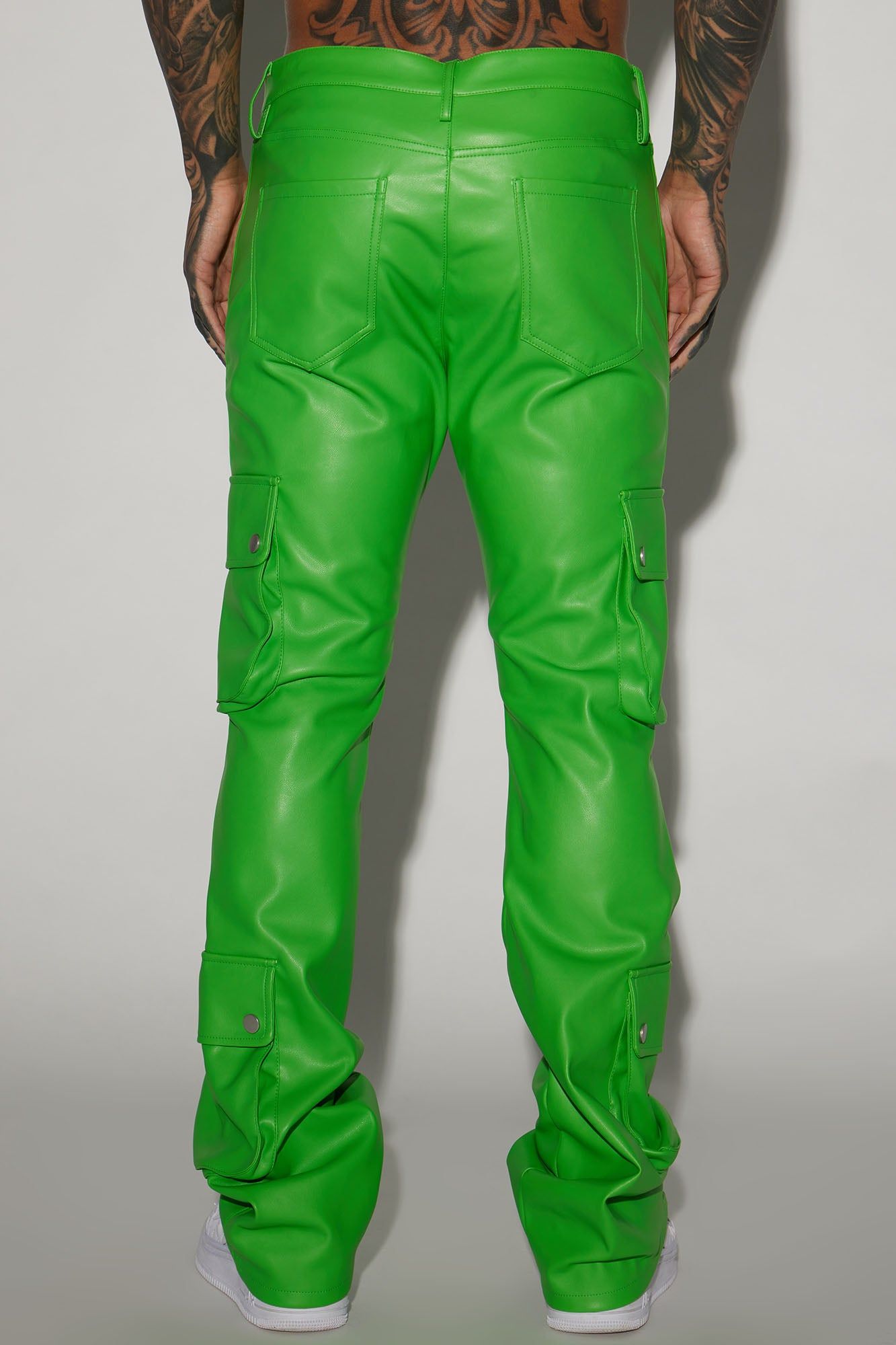 Name Of Love Faux Leather Stacked Slim Flare Pants - Green sold by Fashion Nova product image thumbnail 5
