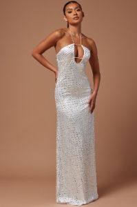 Jemina Embellished Maxi Dress - White sold by Fashion Nova