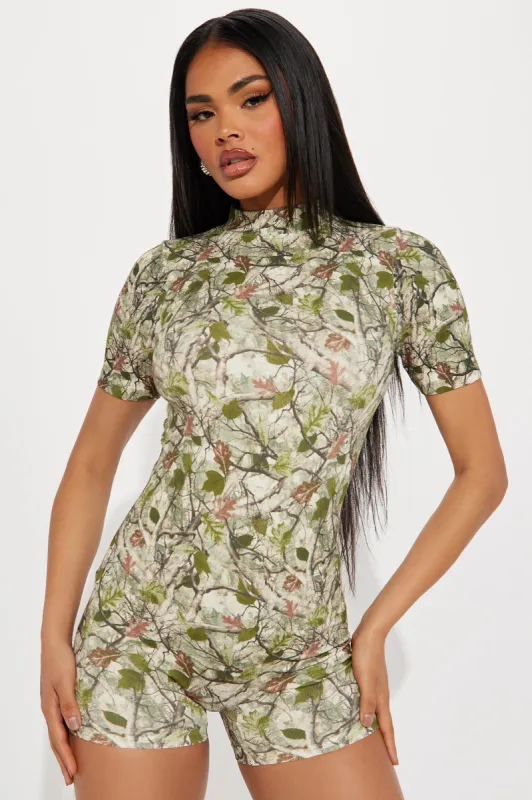 Undercover Seamless Romper - Olive/combo sold by Fashion Nova