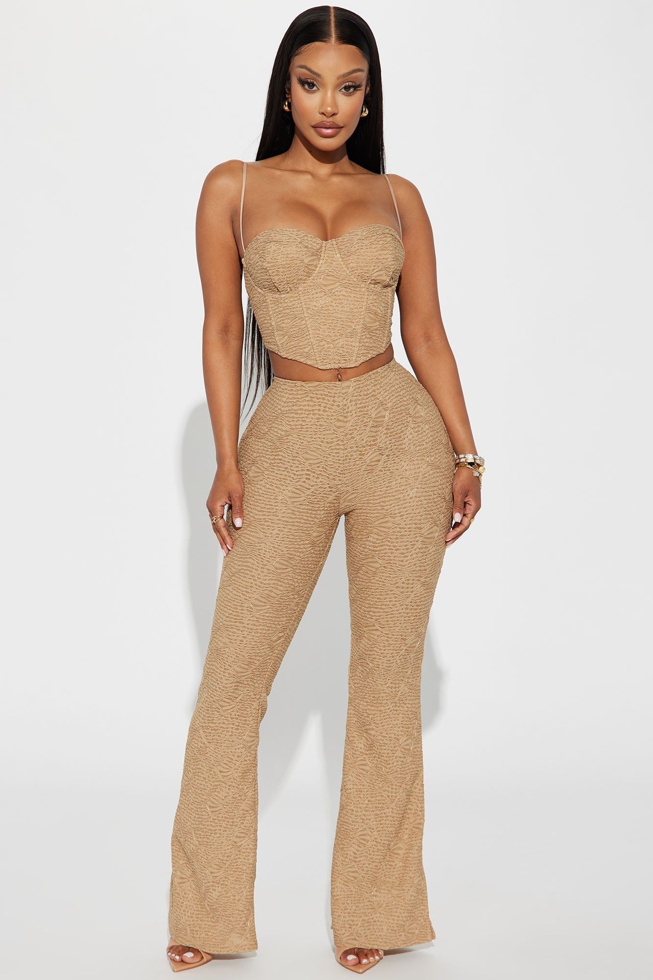 Macie Textured Pant Set - Mocha sold by Fashion Nova