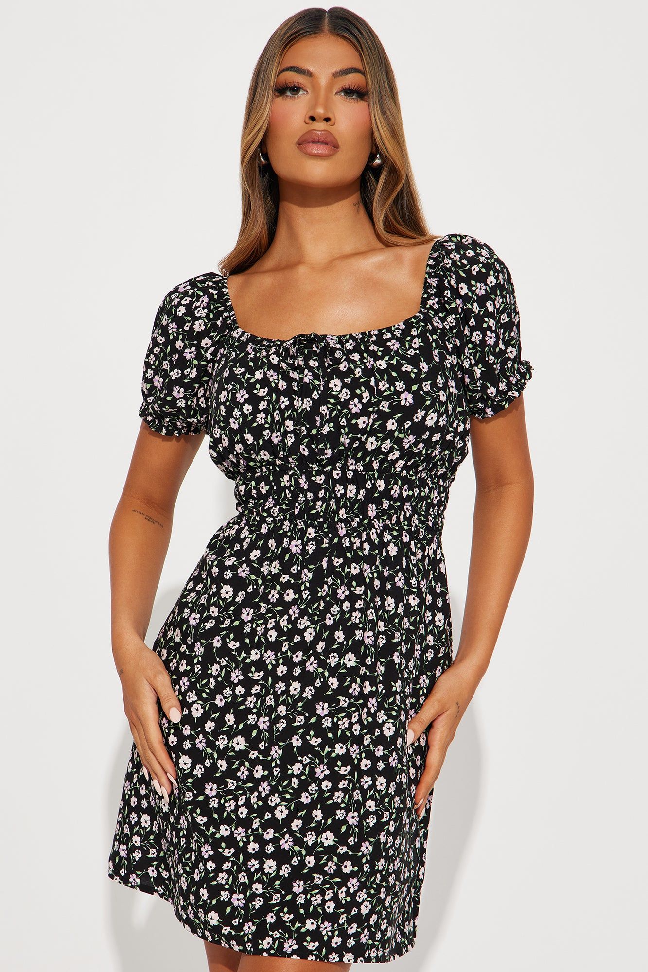 Sally Floral Mini Dress - Black/combo sold by Fashion Nova product image thumbnail 2