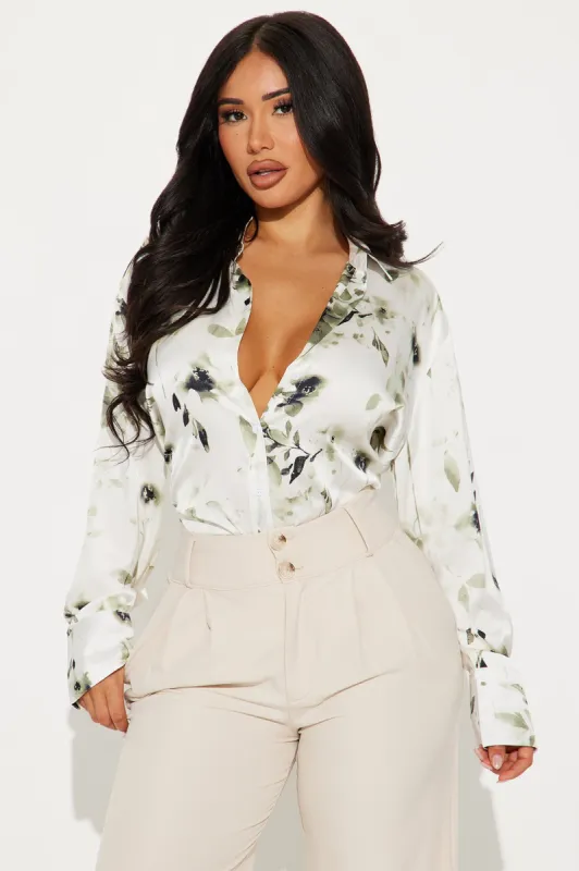 From The Garden Shirt - Ivory/combo sold by Fashion Nova