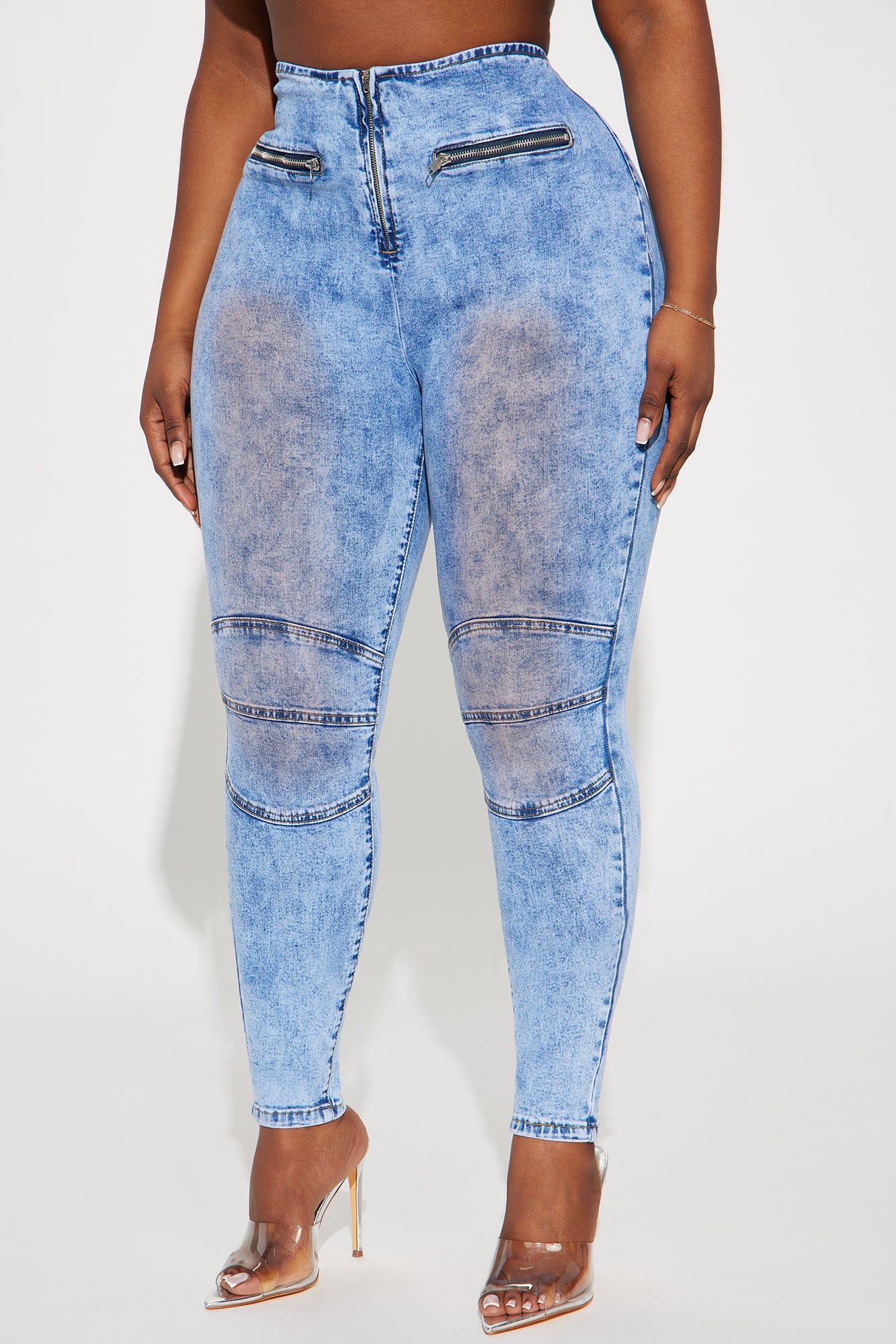 Back At It Moto Stretch Skinny Jeans - Medium Wash sold by Fashion Nova product image thumbnail 5