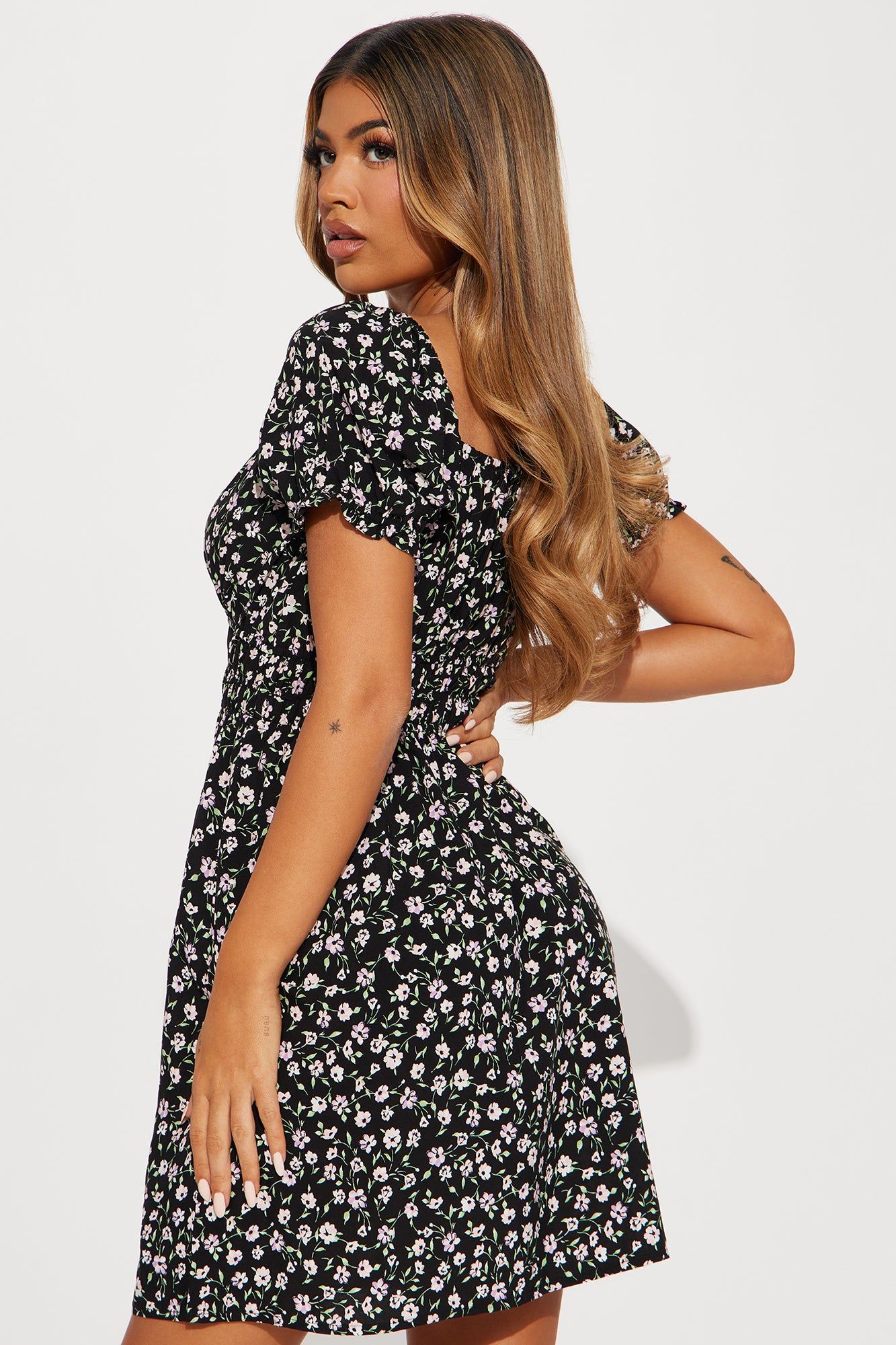 Sally Floral Mini Dress - Black/combo sold by Fashion Nova product image thumbnail 3