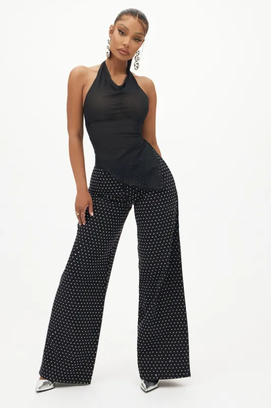 Glo Embellished Wide Leg Jeans - Black sold by Fashion Nova
