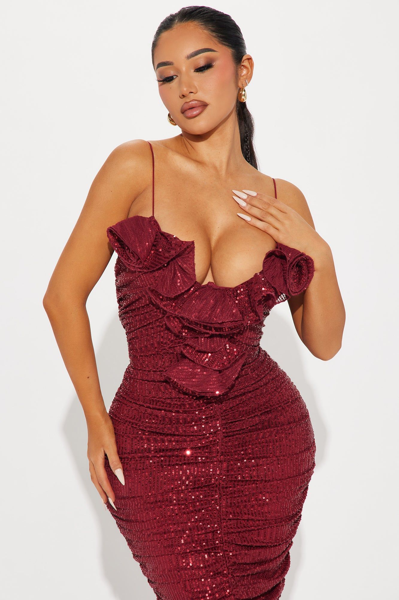 Chaya Sequin Maxi Dress - Wine sold by Fashion Nova product image thumbnail 2