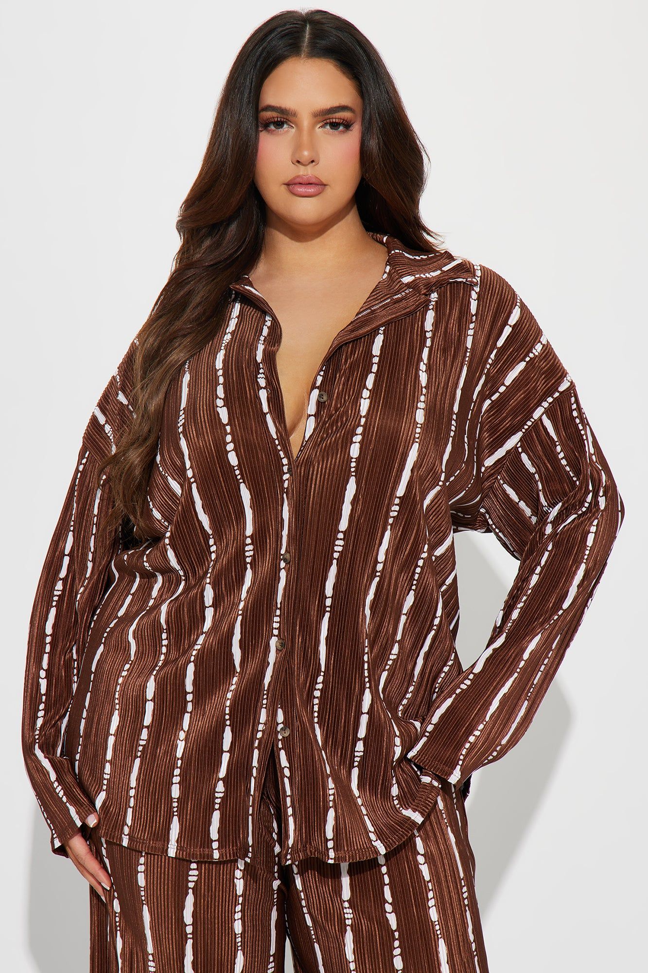 Sweet Crush Plisse Pant Set - Brown sold by Fashion Nova product image thumbnail 5