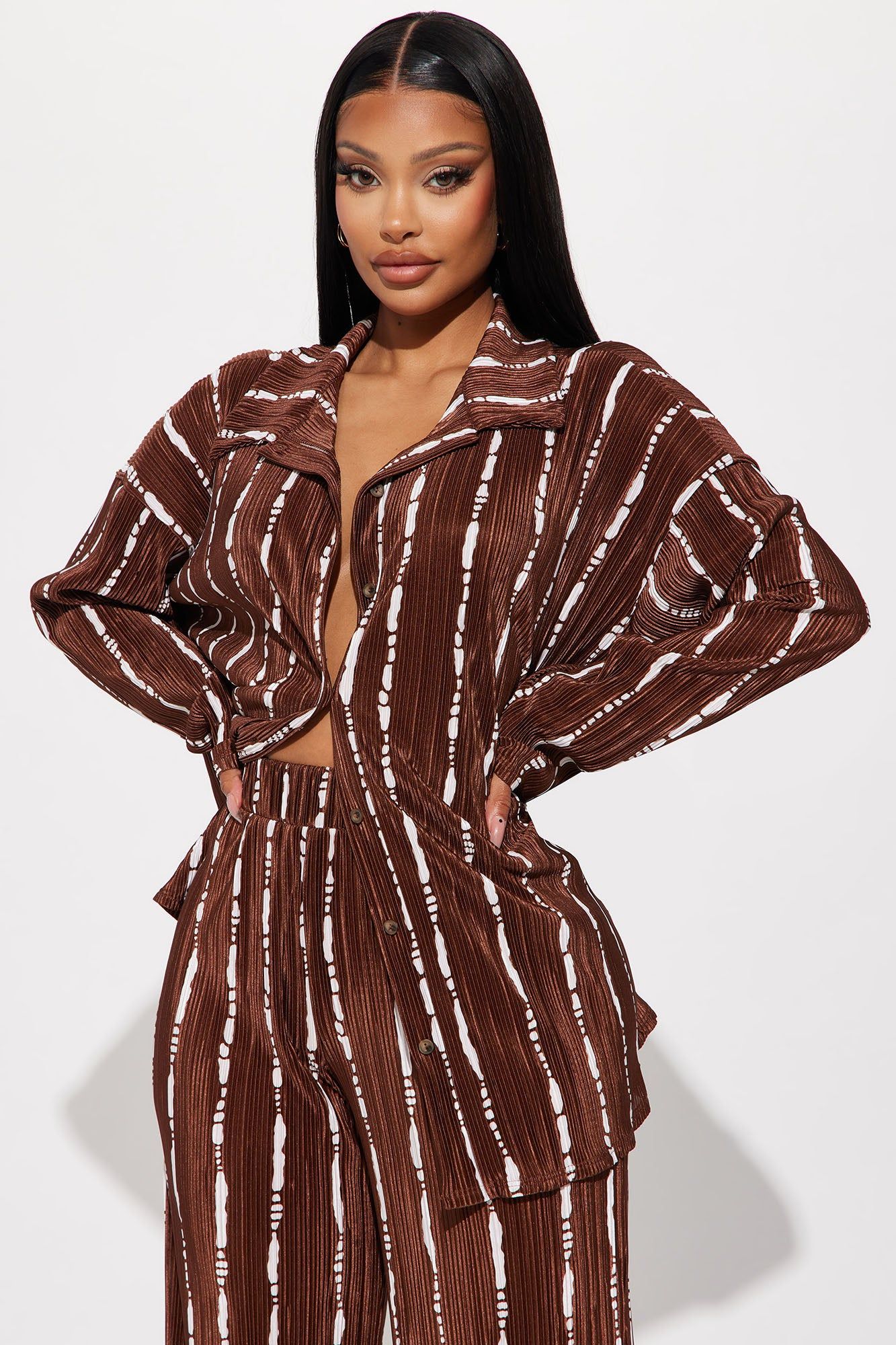 Sweet Crush Plisse Pant Set - Brown sold by Fashion Nova product image thumbnail 2