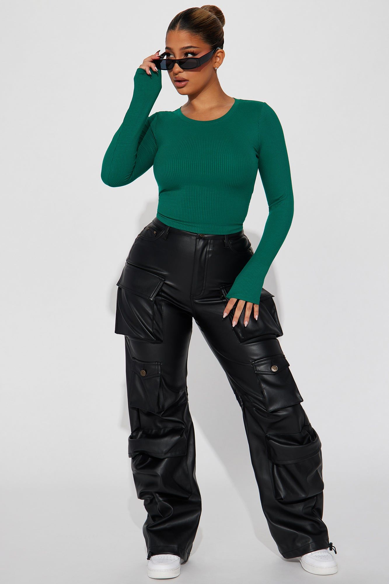 Jaclyn Cropped Long Sleeve Top - Teal sold by Fashion Nova product image thumbnail 2