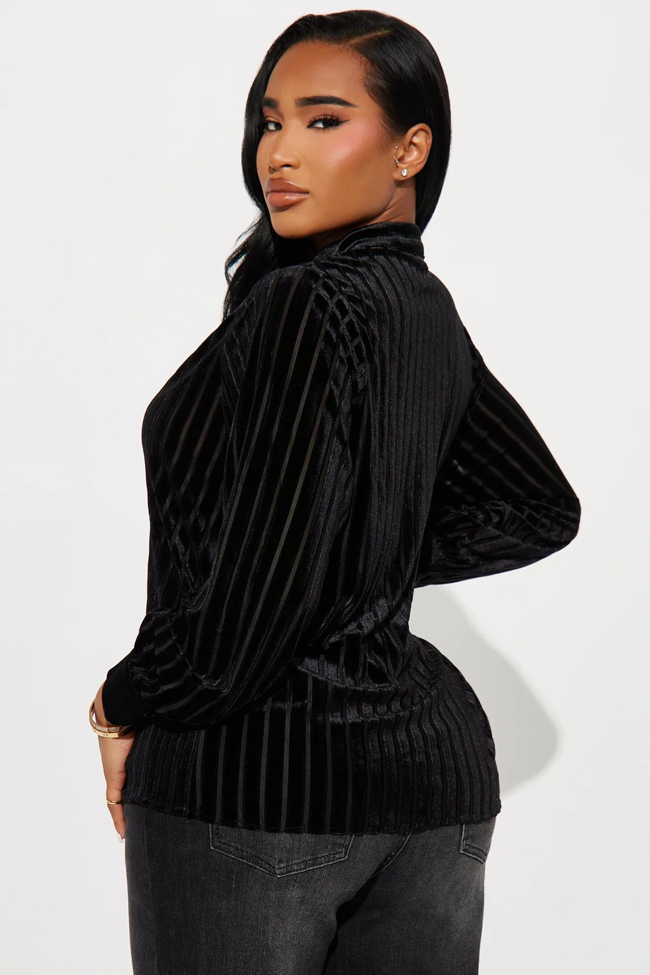 CEO Velvet Striped Shirt - Black sold by Fashion Nova product image thumbnail 3