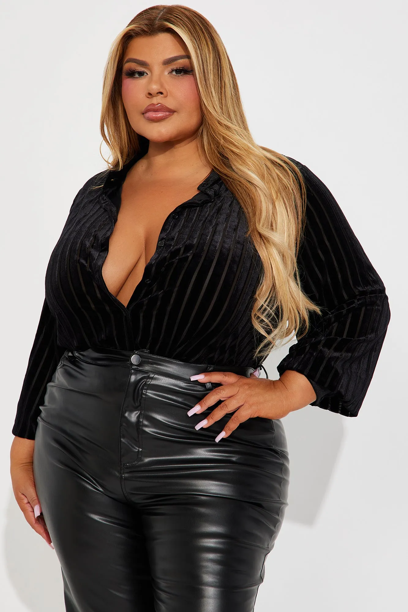 CEO Velvet Striped Shirt - Black sold by Fashion Nova product image thumbnail 4