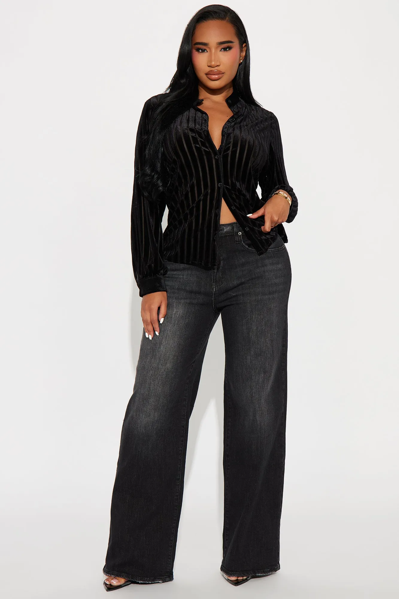 CEO Velvet Striped Shirt - Black sold by Fashion Nova product image thumbnail 2