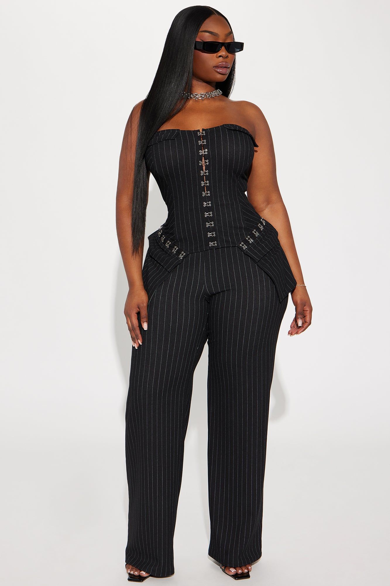 Bring Me Closer Pinstripe Pant Set - Black sold by Fashion Nova product image thumbnail 5