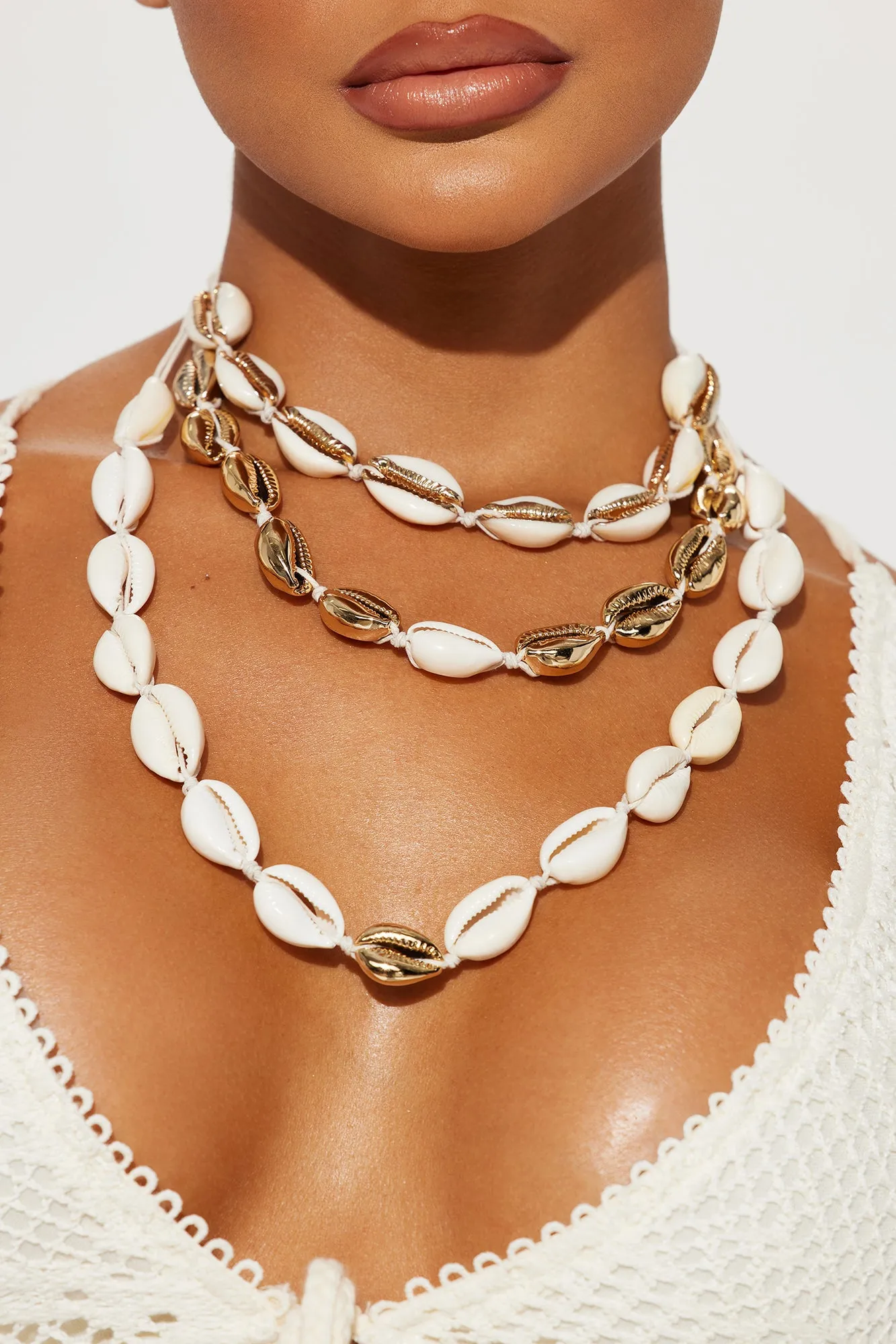 Island Living Layered Necklace - Ivory/combo sold by Fashion Nova