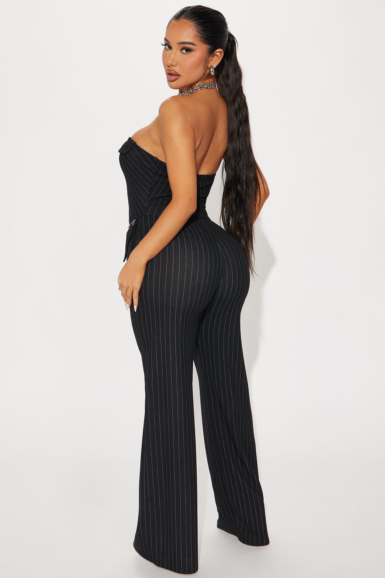 Bring Me Closer Pinstripe Pant Set - Black sold by Fashion Nova product image thumbnail 4