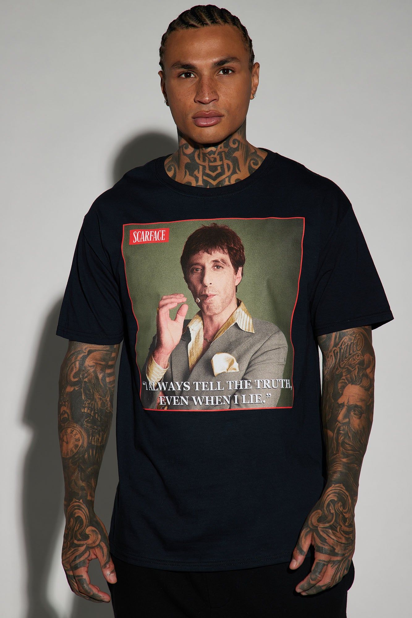 Scarface I Always Tell The Truth Short Sleeve Tee - Black sold by Fashion Nova