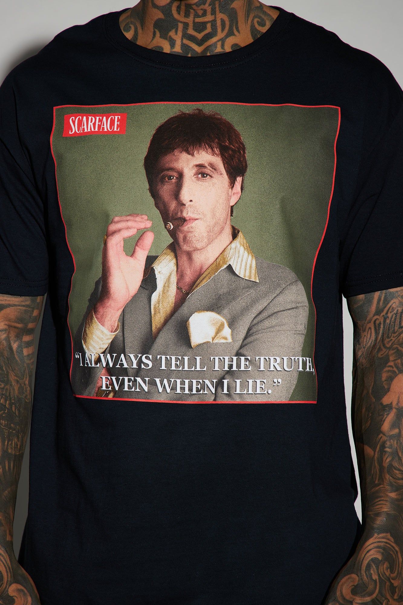 Scarface I Always Tell The Truth Short Sleeve Tee - Black sold by Fashion Nova product image thumbnail 3