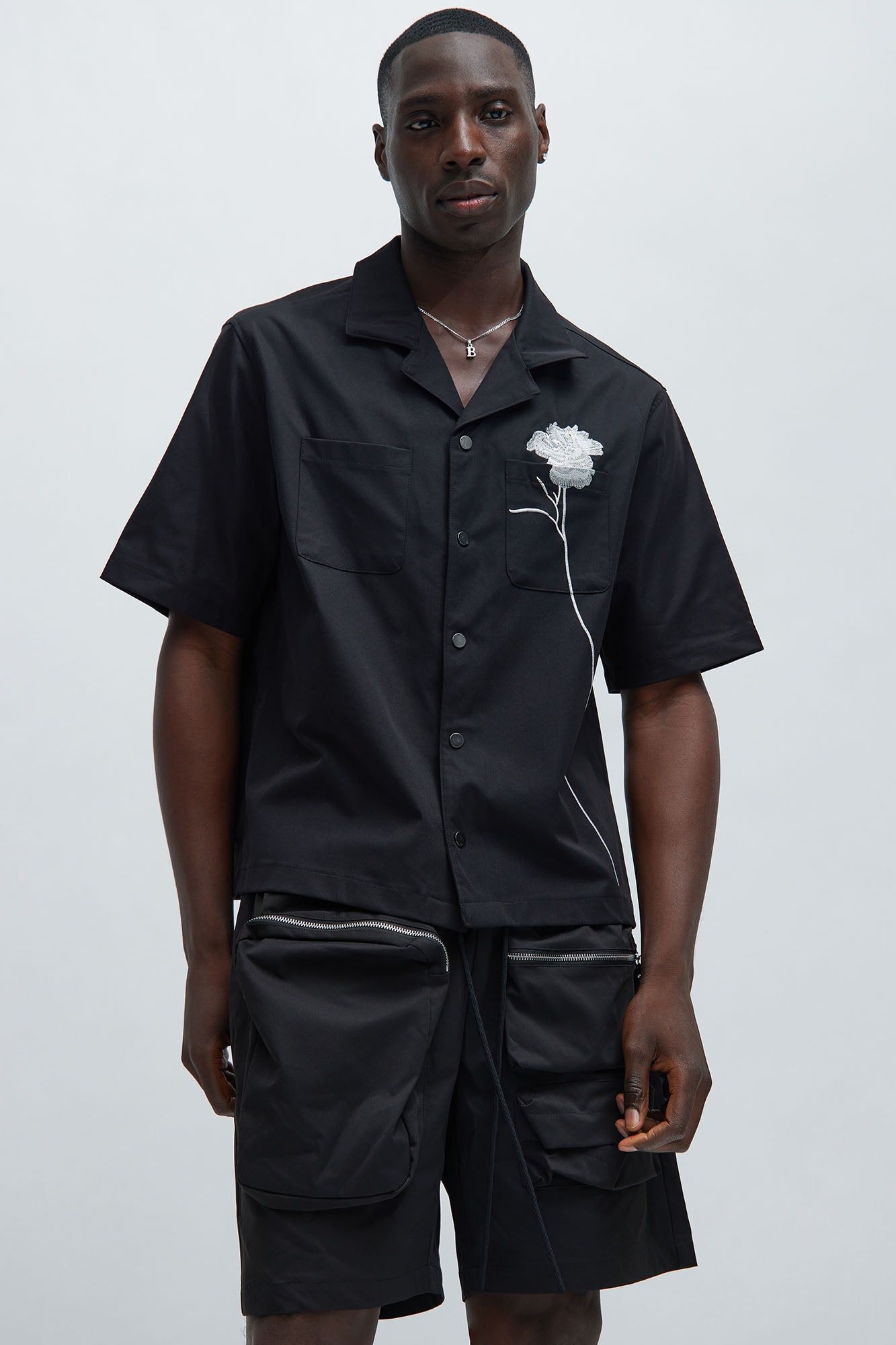 Jarrell Embroidered Shirt - Black sold by Fashion Nova