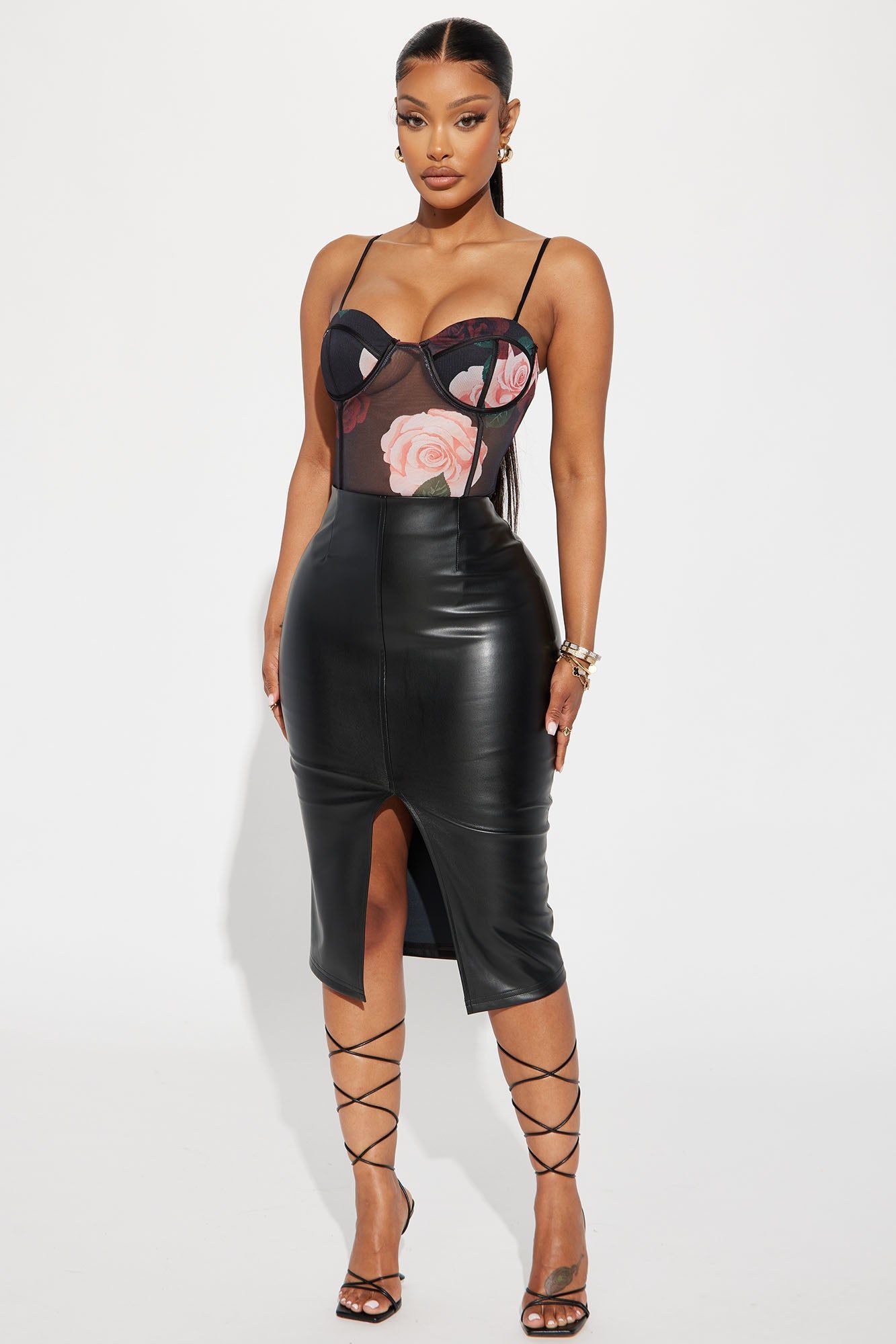 Aimee Faux Leather Midi Skirt - Black sold by Fashion Nova