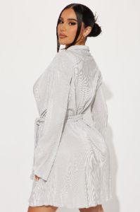 On The Clock Plisse Mini Dress - Silver sold by Fashion Nova