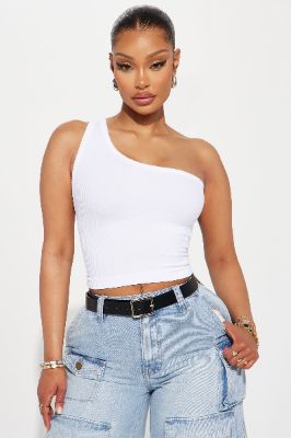 Amelia One Shoulder Seamless Top - White sold by Fashion Nova
