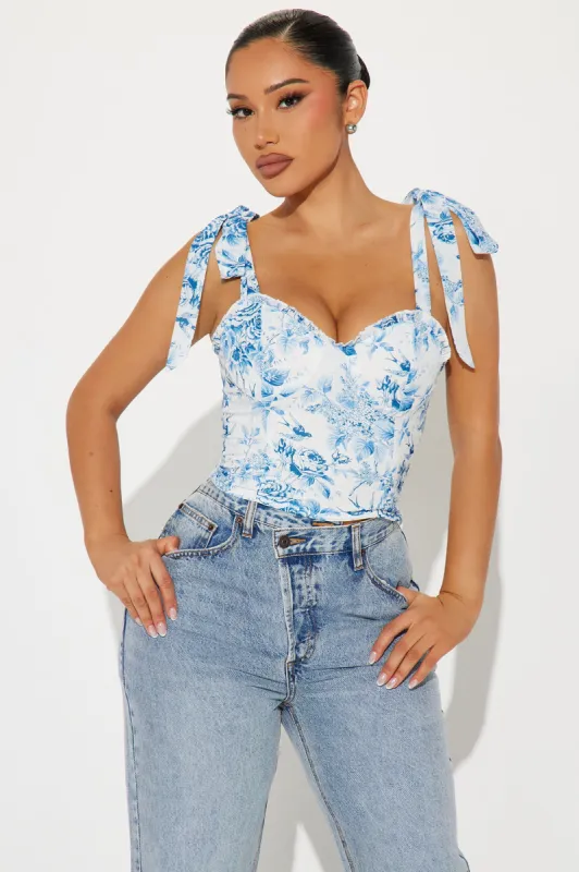 Days With You Floral Top - White/Blue sold by Fashion Nova