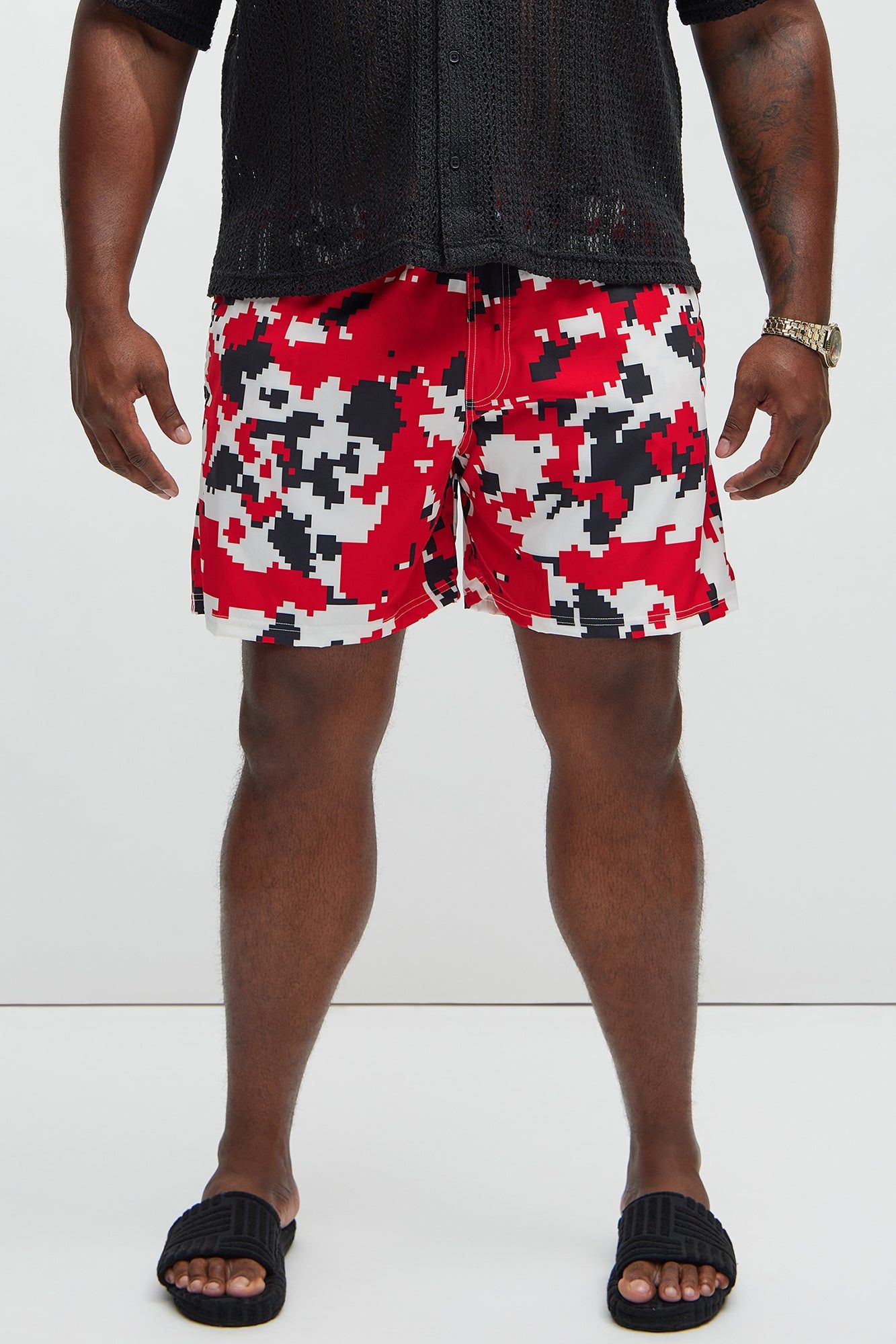 Digital Camo Swim Trunks - Red/combo sold by Fashion Nova product image thumbnail 5