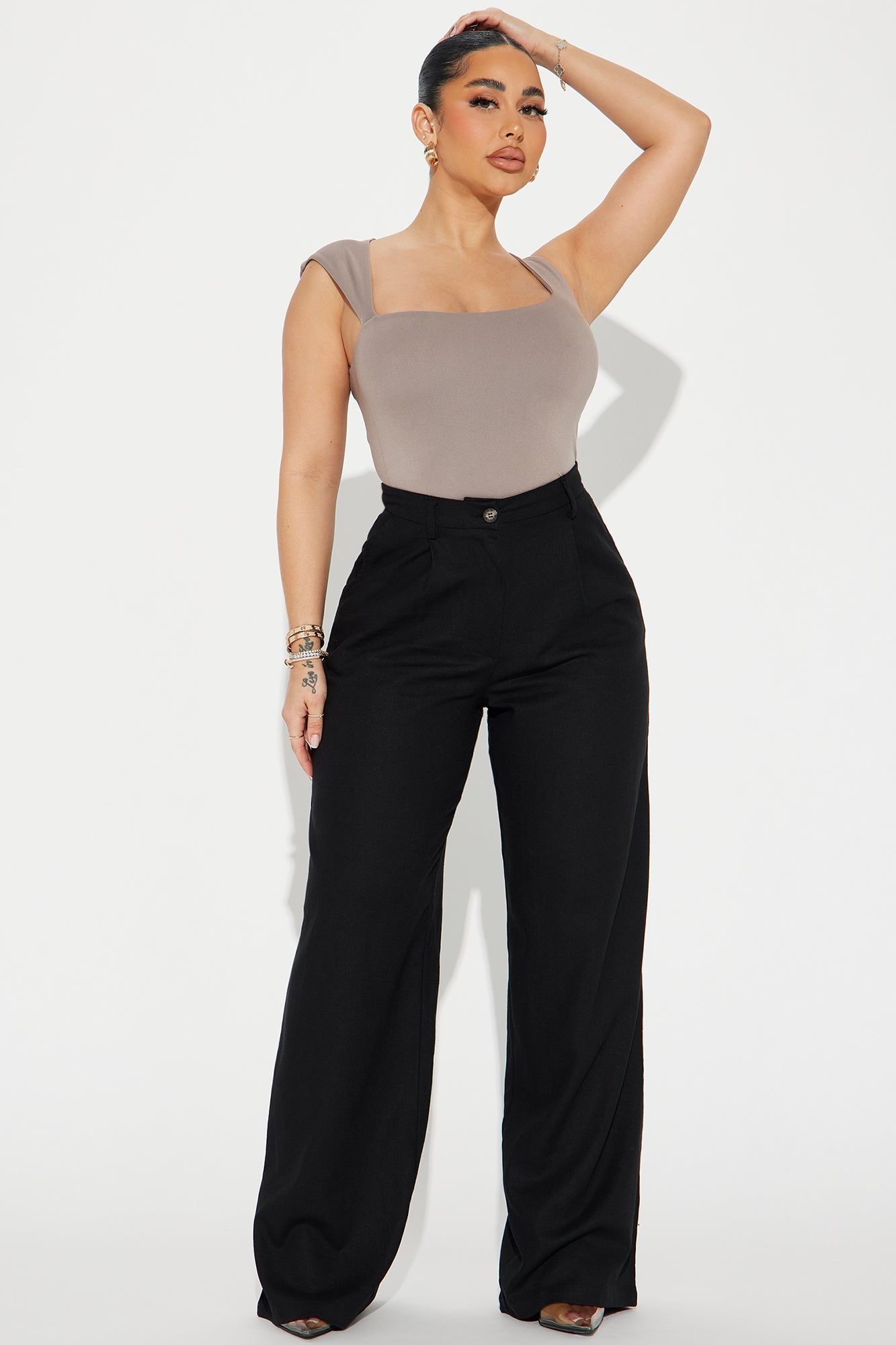 Office to Flight Linen Trouser - Black sold by Fashion Nova
