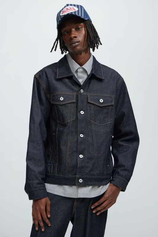 Collin Raw Denim Trucker Jacket - Indigo made by Fashion Nova
