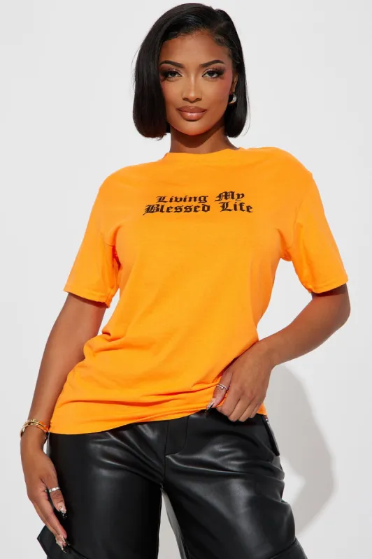 Living My Blessed Life Graphic Tshirt - Orange sold by Fashion Nova