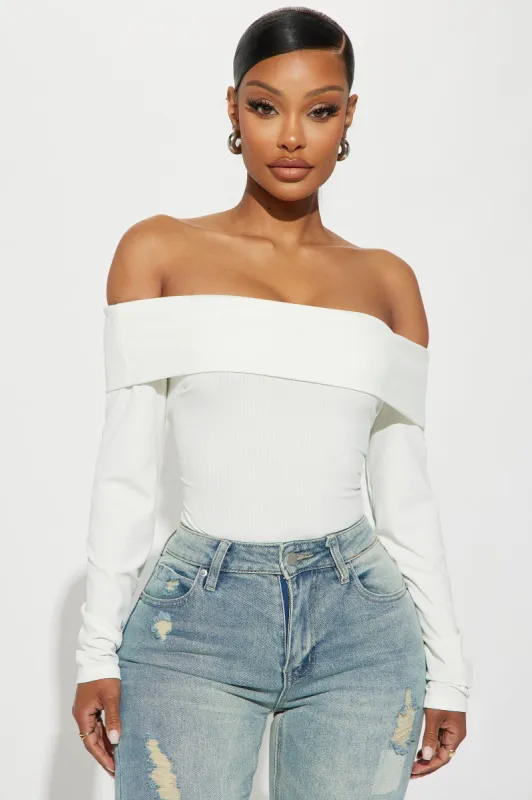 Morgan Off Shoulder Ribbed Top - Off White sold by Fashion Nova