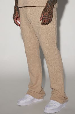 Jordan Textured Stacked Slim Flare Pants - Tan sold by Fashion Nova